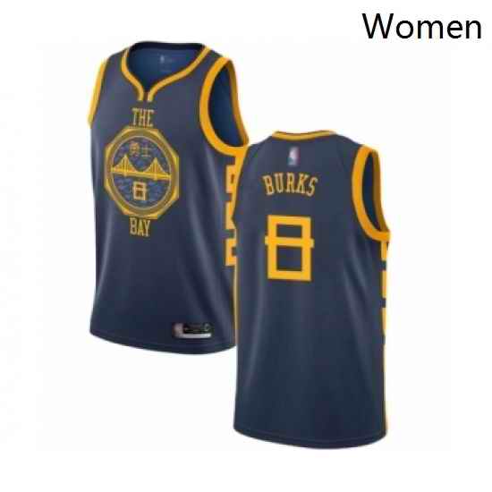 Womens Golden State Warriors 8 Alec Burks Swingman Navy Blue Basketball Jersey City Edition